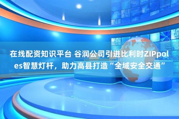 在线配资知识平台 谷润公司引进比利时ZIPpoles智慧灯杆，助力高县打造“全域安全交通”